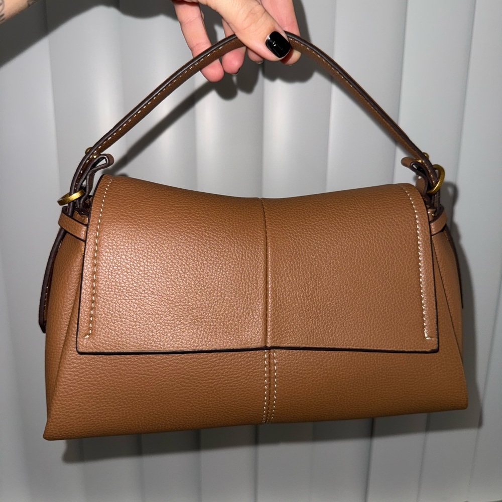 Zara Classic Tan Leather Shoulder Bag